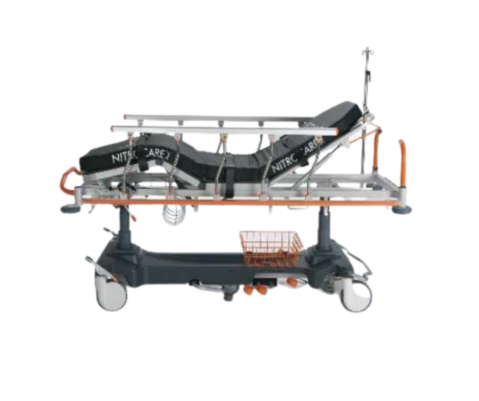 Hydraulic-patient-stretcher-with-a-4-part-stretcher-surface